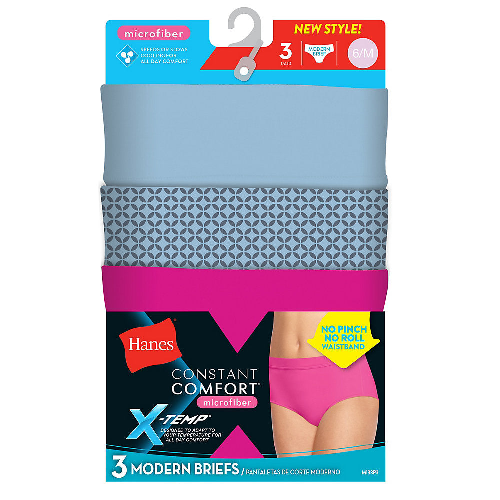 Hanes Women's 3 Pack Constant Comfort X-Temp Hipster Panty