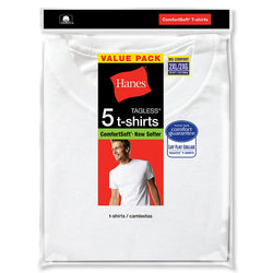 Hanes Men's White TAGLESS&reg; Crewneck Undershirt 5-Pack