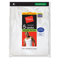 Hanes Men's TAGLESS&reg; ComfortSoft&reg; White A-Shirt 5-Pack