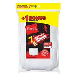 Hanes Boys' TAGLESS&reg; White Briefs 7-Pack (Includes 1 Free Bonus Boxer Brief)