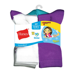 Hanes ComfortBlend&reg; EZ-Sort&reg; Girls' Crew Socks 11-Pack (Includes 1 Free Bonus Pair)