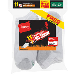 Hanes EZ-Sort&reg; Boys' No-Show Socks 11-Pack (Includes 1 Free Bonus Pair)