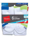 Hanes Boys Crew ComfortBlend&reg; Assorted White Socks 6-Pack