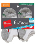 Hanes Boys No-Show ComfortBlend&reg; Assorted White Socks 6-Pack