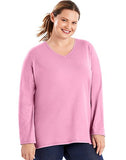 Just My Size Long-Sleeve V-Neck 100% Cotton Women's Tee