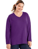 Just My Size Long-Sleeve V-Neck 100% Cotton Women's Tee