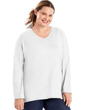 Just My Size Long-Sleeve V-Neck 100% Cotton Women's Tee