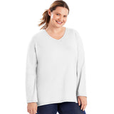 Just My Size Long-Sleeve V-Neck 100% Cotton Women's Tee