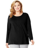 Just My Size Long-Sleeve Scoop-Neck 100% Cotton Women's Tee