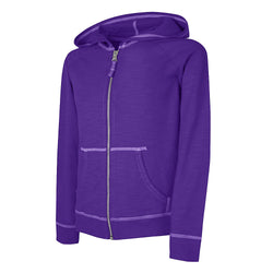 Hanes Girls' Slub Jersey Full-Zip Hoodie