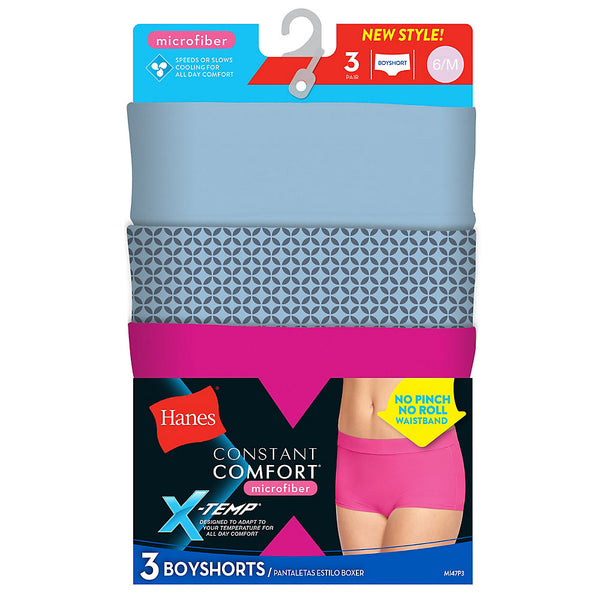 Hanes X-Temp&reg; Constant Comfort&reg; Women's Microfiber Boyshort Panties 3-Pack