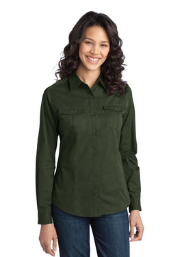 Port Authority® Ladies Stain-Release Roll Sleeve Twill Shirt. L649